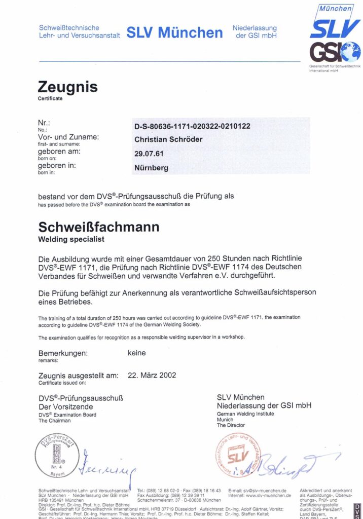 Schweisfachmann C.Schroeder 1