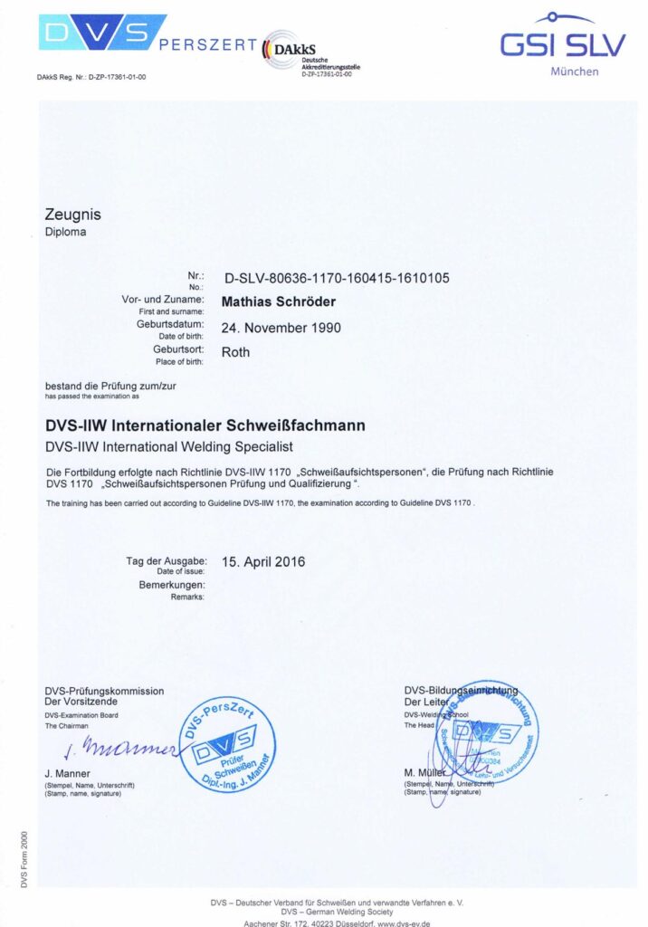 Schweissfachmann M.Schroeder 1